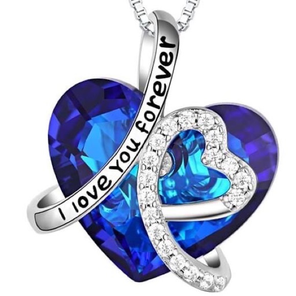 Sterling Silver I Love You Forever Heart Necklace - Picture 1 of 2